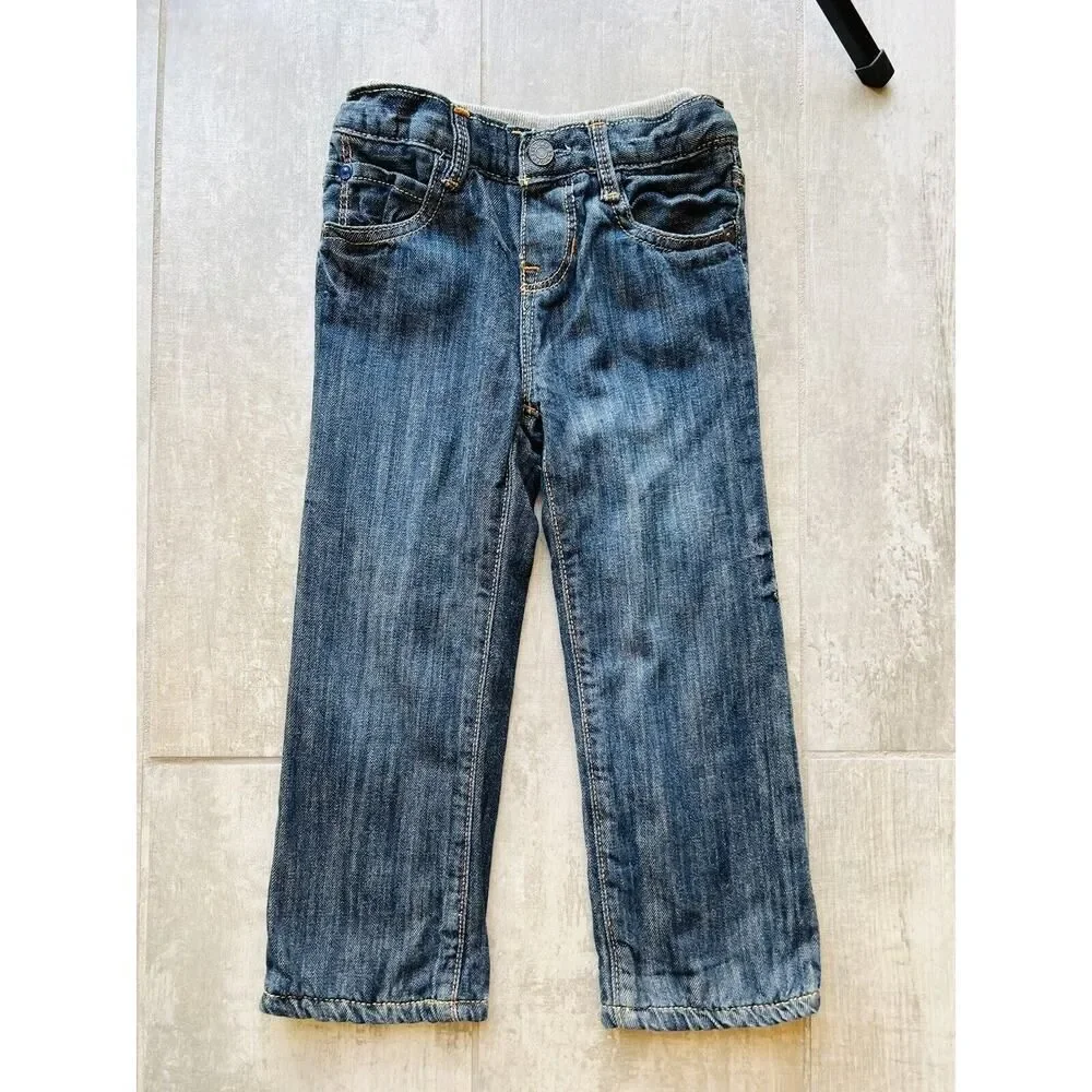 Baby Gap Boys First Original Jeans Jersey Lined Stretch 18-24m Elastic Waist EUC
